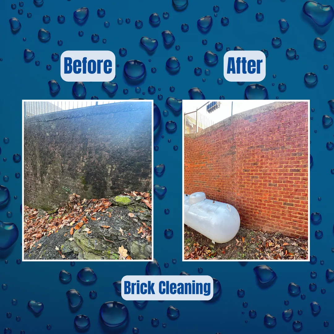 Before and after brick and house cleaning