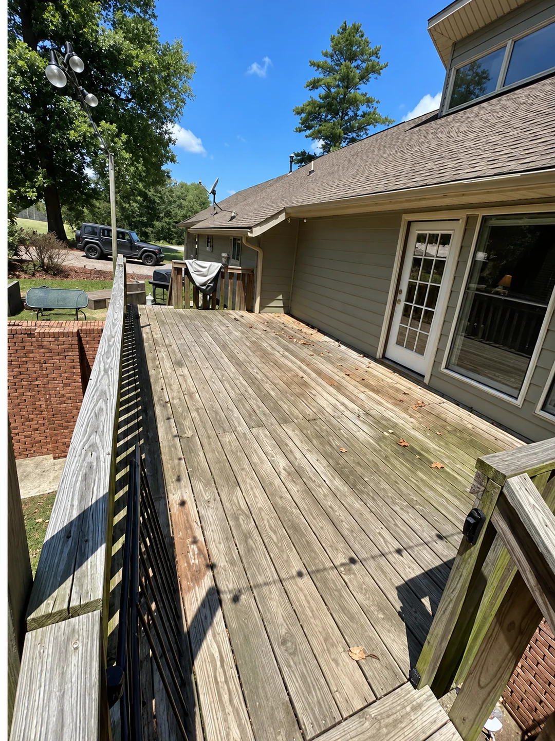 Weathered deck before cleaning