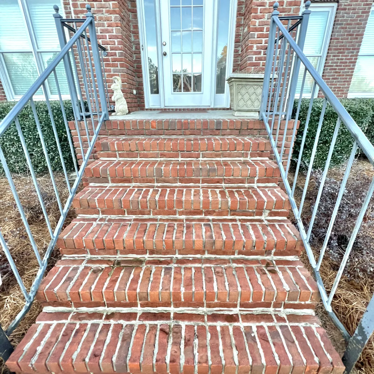 Cleaned brick steps and walkway
